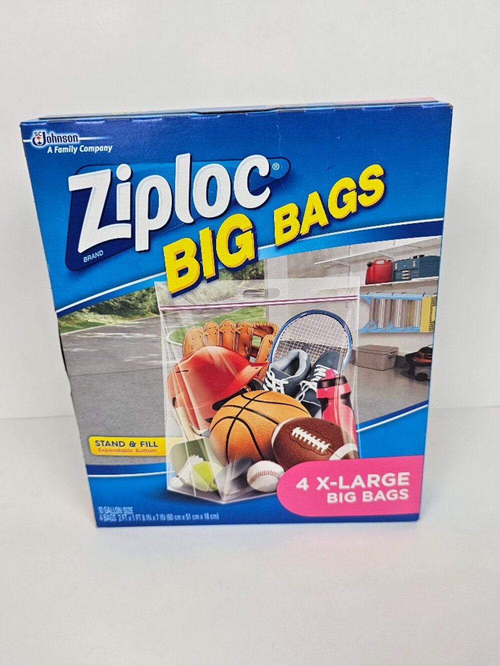 Ziploc Big Bag 4 Count XL 10 Gallon 24"x20"x7" Double Zip Lock Sturdy Handle